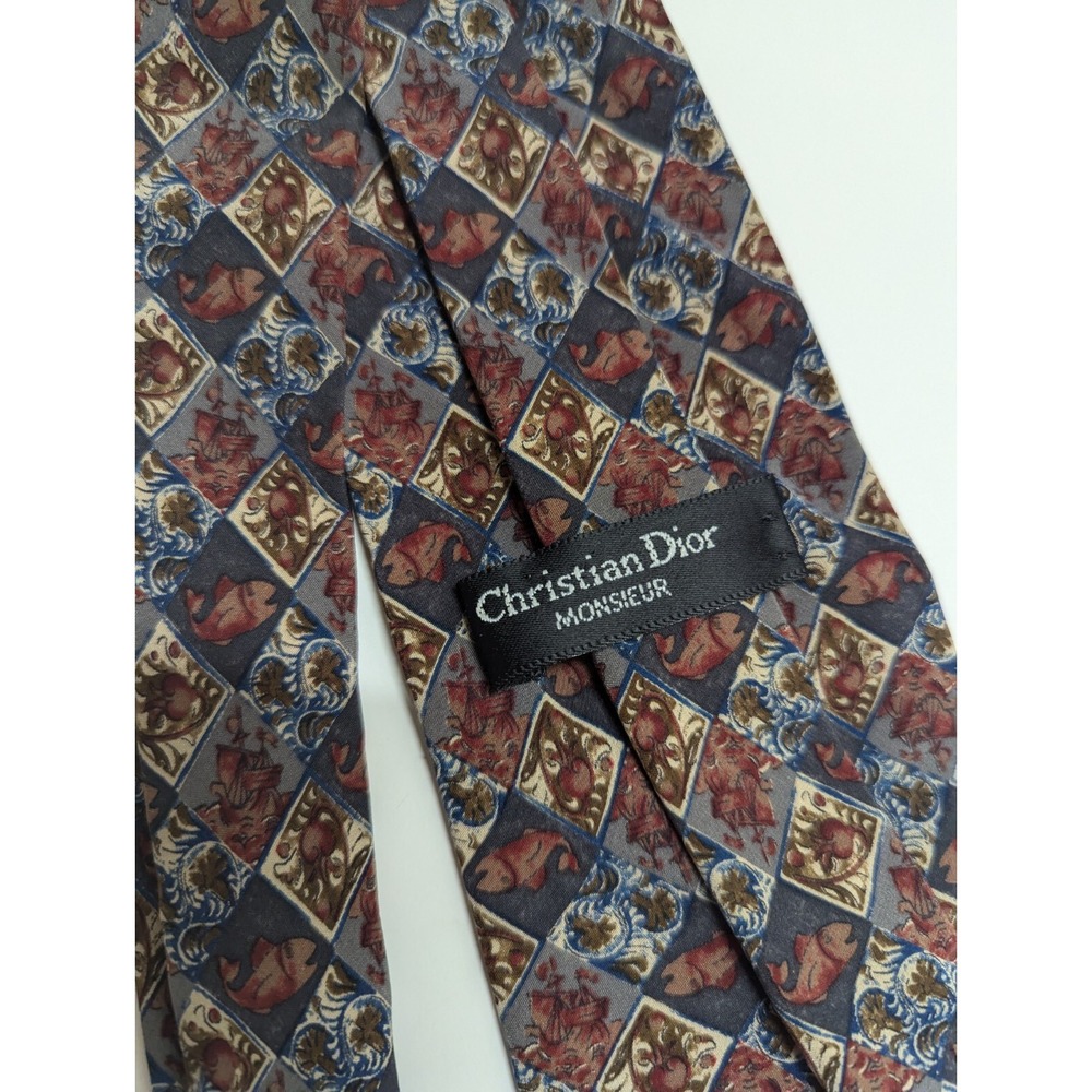 Vintage Christian Dior Men's Tie Designer Necktie Paisley 100% Silk Made in USA